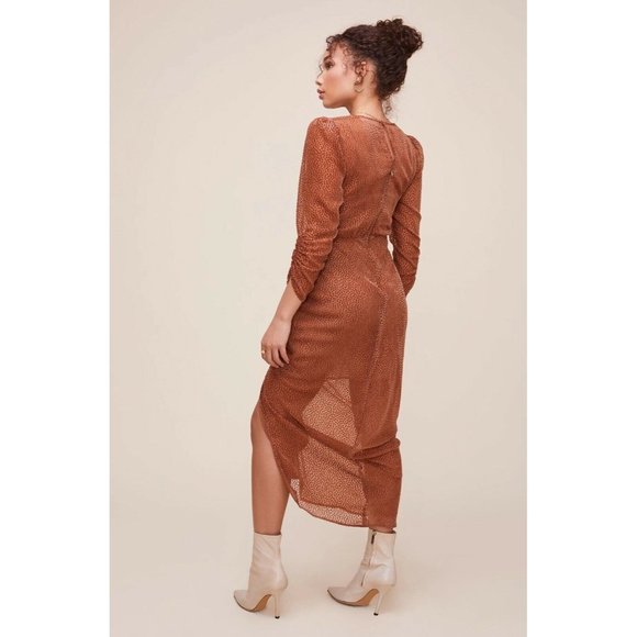 ASTR the Label Samara Dress Ginger Brown Ruffle Party Cocktail XS NWOT $148 - Picture 3 of 8